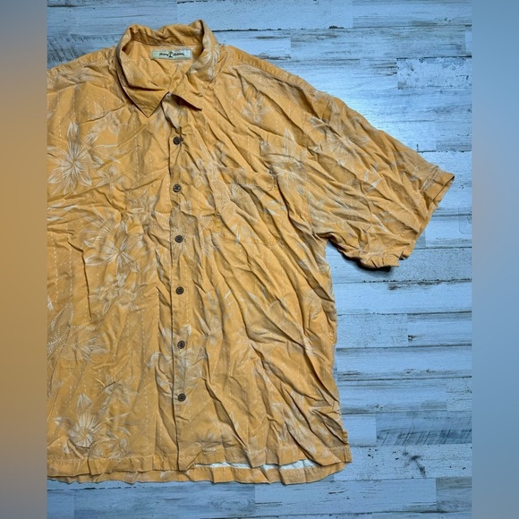 Tommy Bahama Mens XL 100% Silk Hawaiian Shirt Orange - Picture 2 of 9